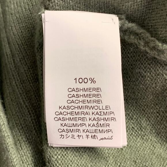 Size L Sage Green Cashmere Monili Beaded One Pocket V-Neck Cardigan - Picture 6 of 7